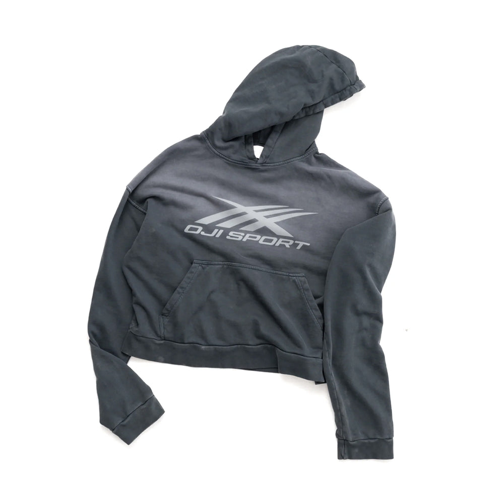 SPORT LOGO WASHED HOODIE DARK GREY