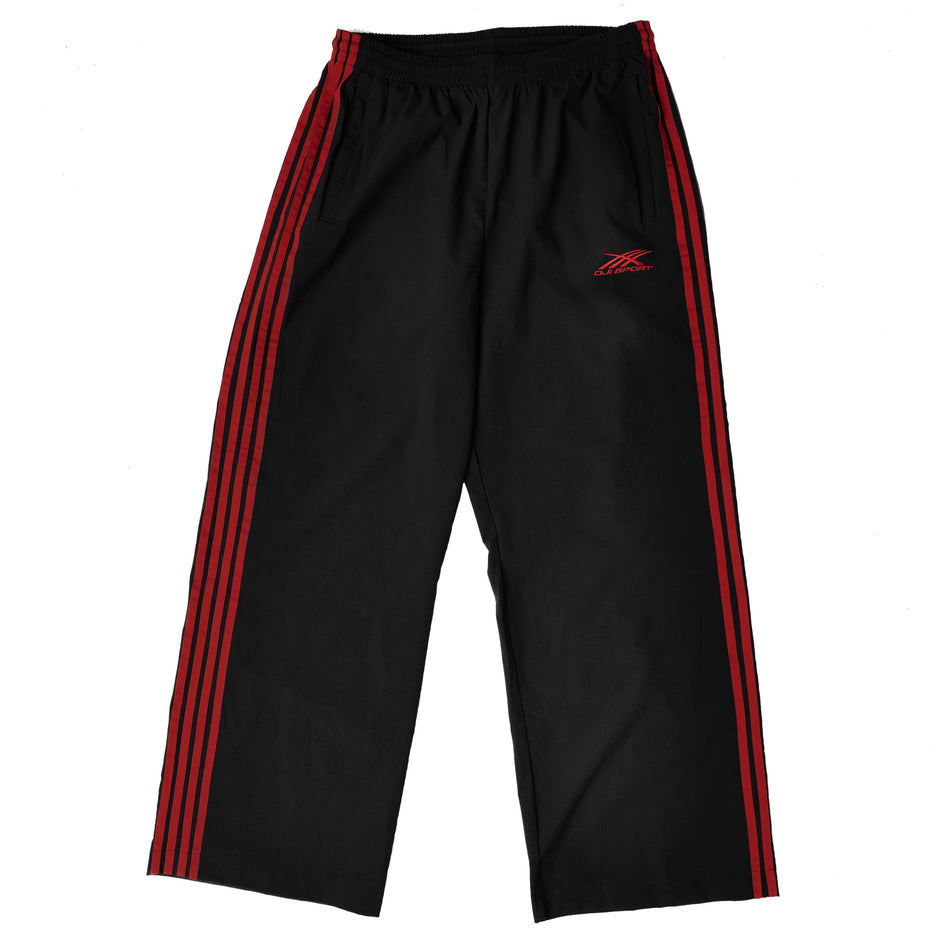 4 STRIPES TRACK PANT BLACK ON RED