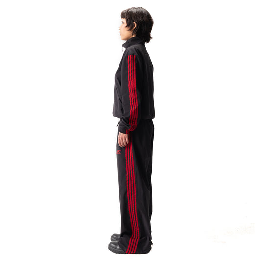 4 STRIPES TRACK PANT BLACK ON RED