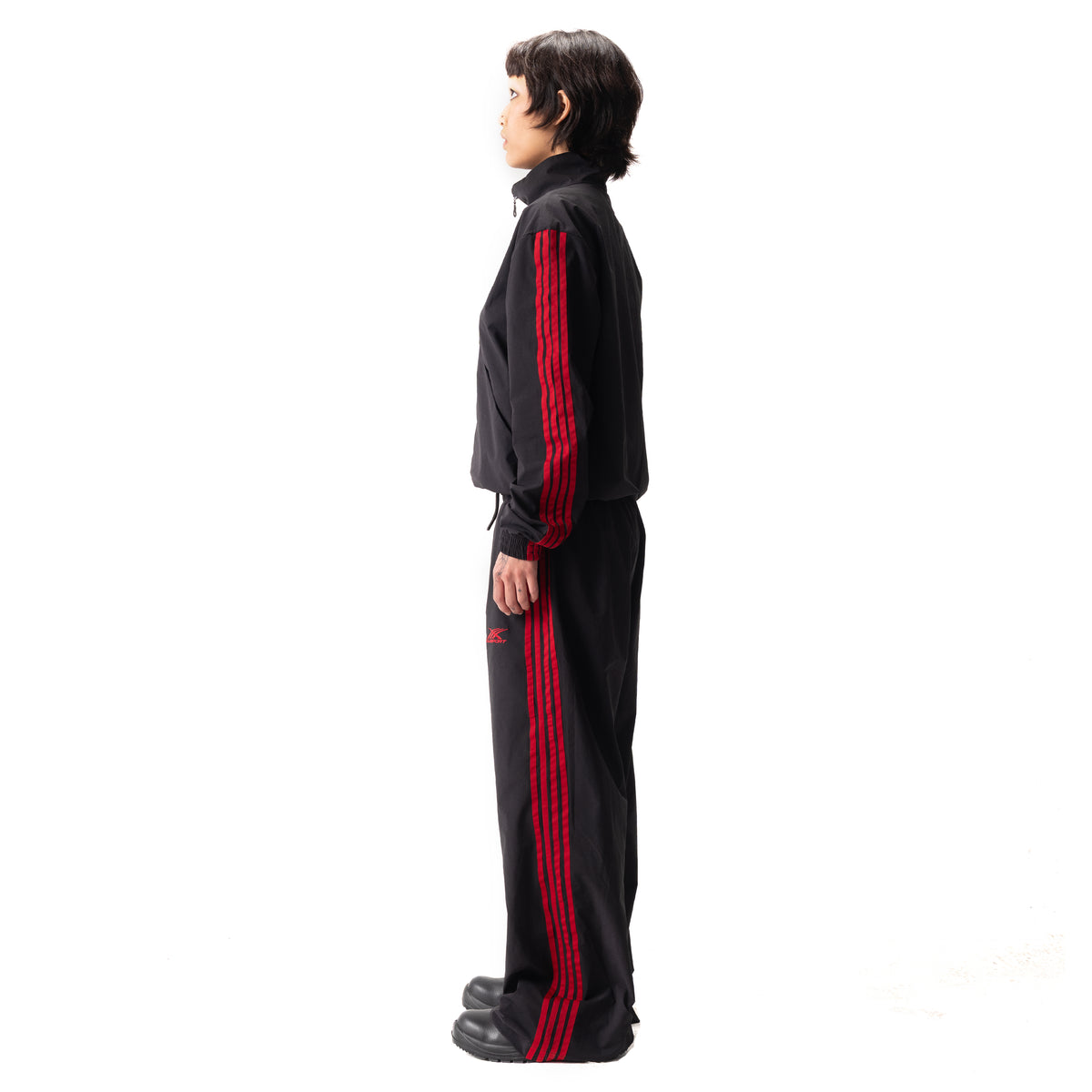 4 STRIPES TRACK JACKET BLACK ON RED