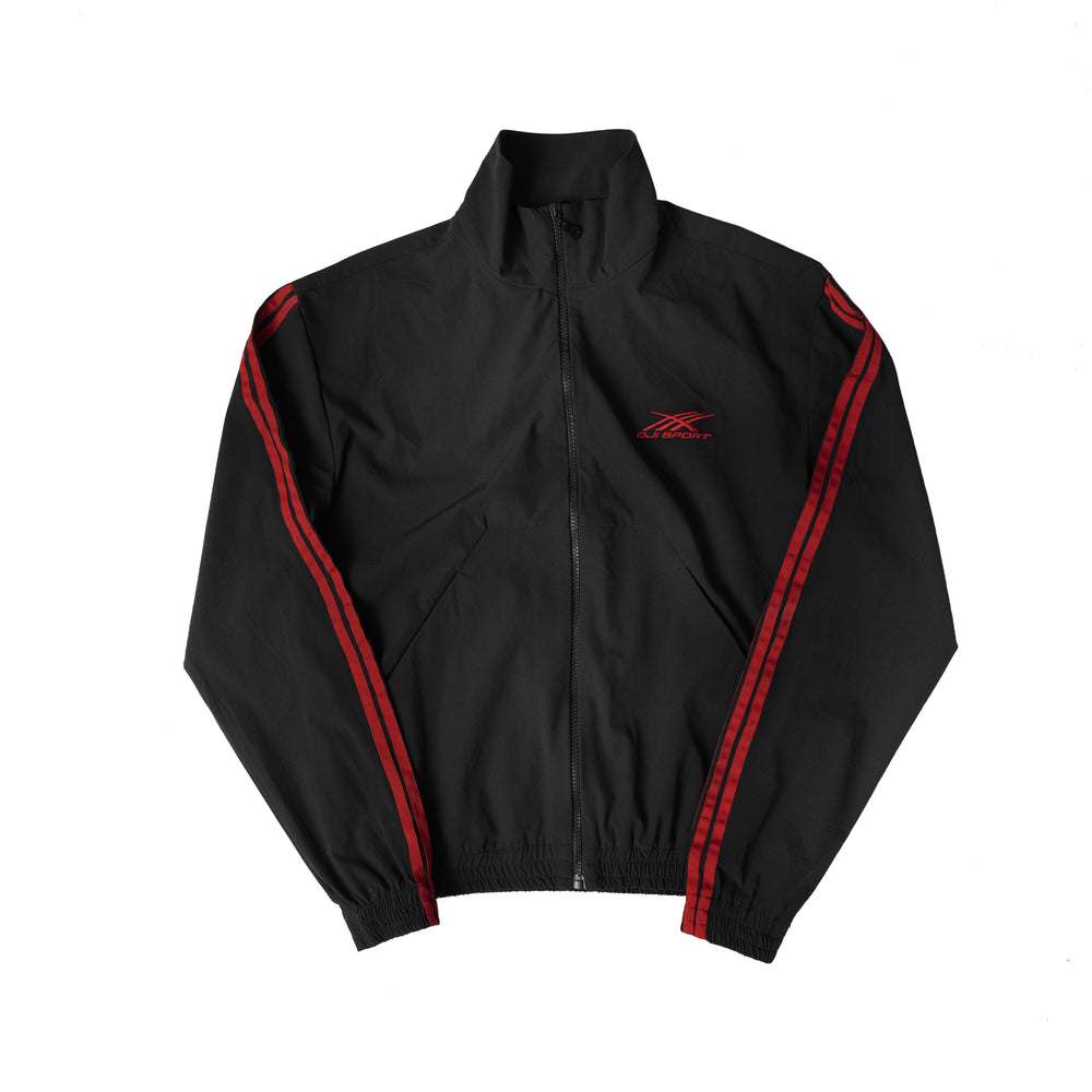 4 STRIPES TRACK JACKET BLACK ON RED