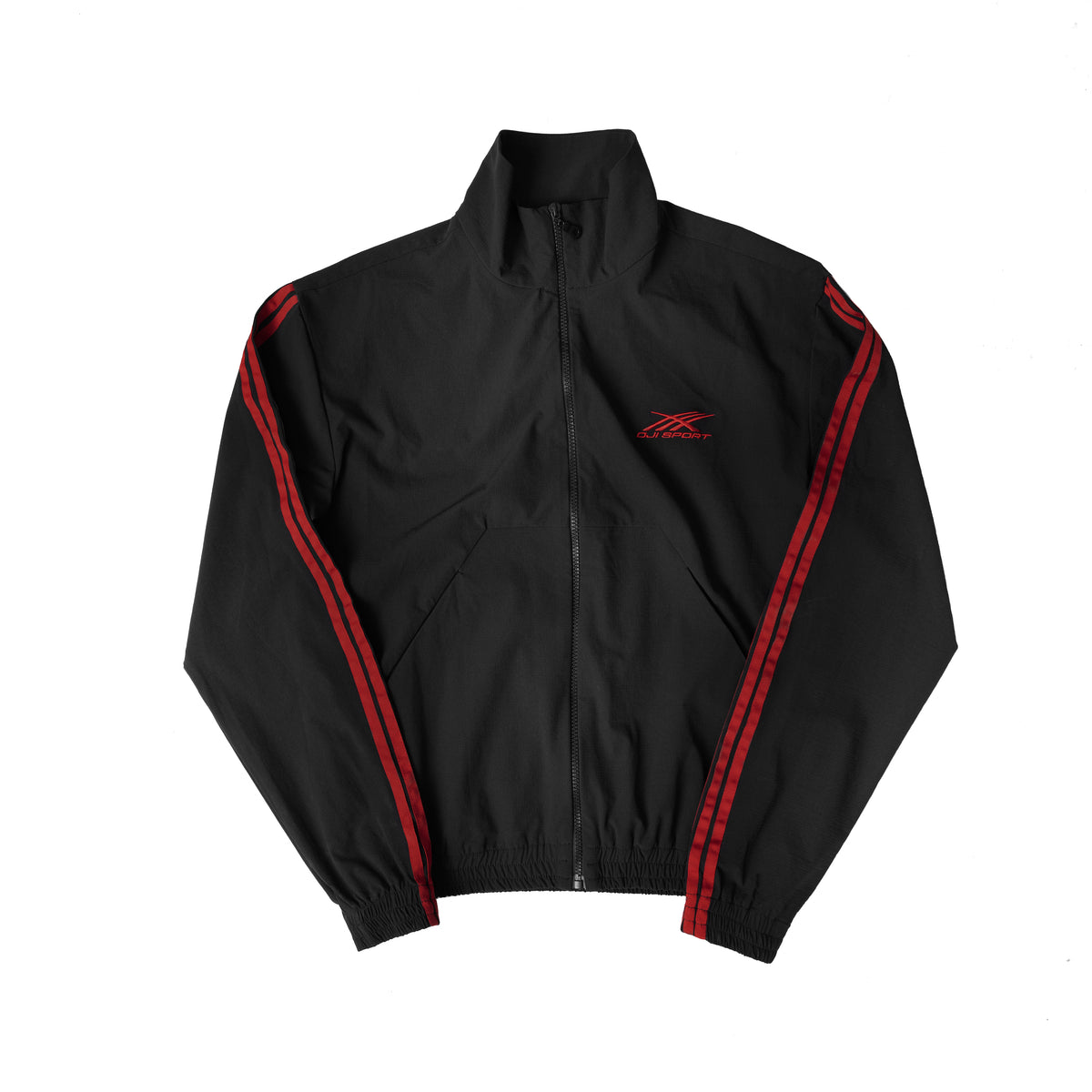 4 STRIPES TRACK JACKET BLACK ON RED