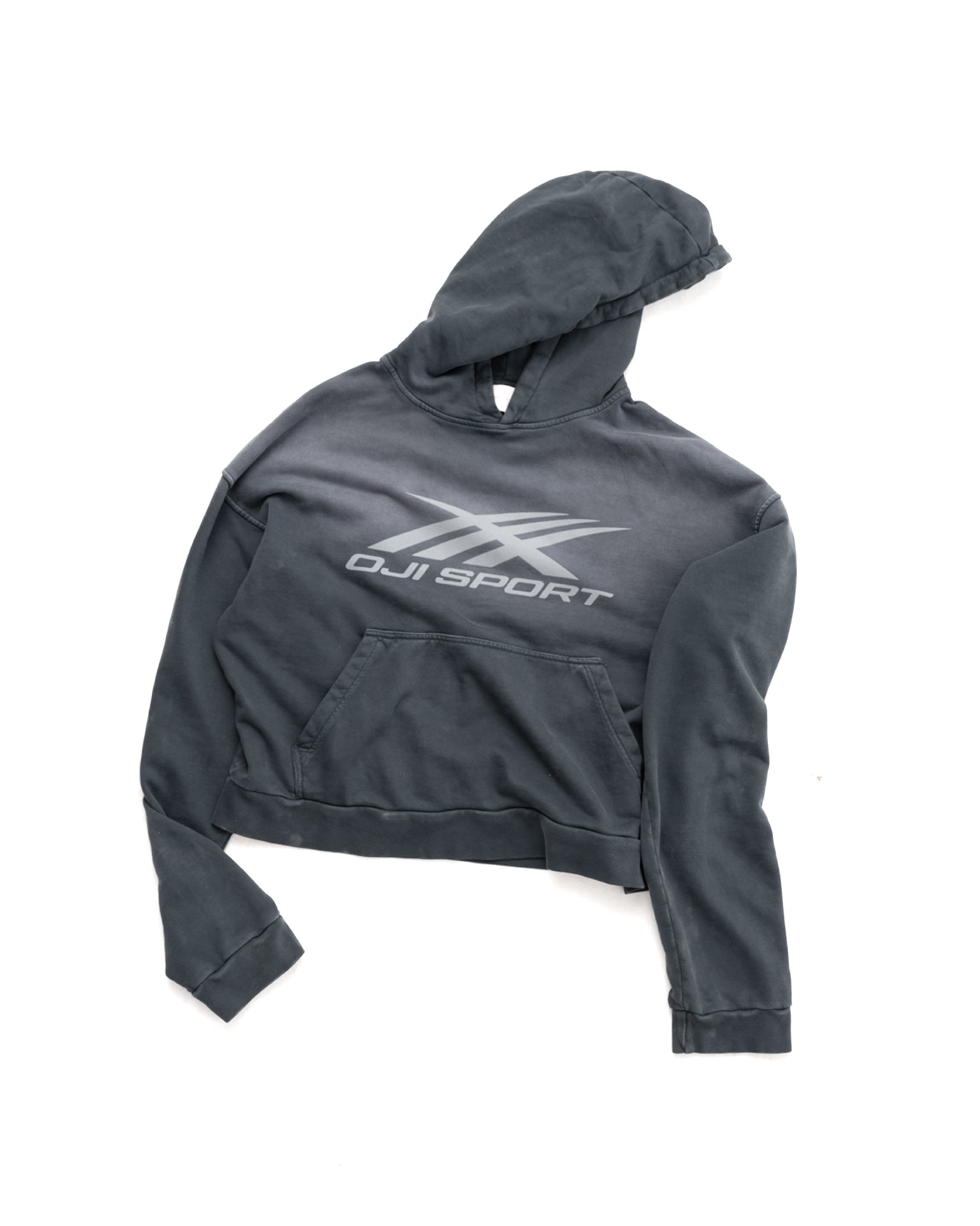 SPORT LOGO WASHED HOODIE DARK GREY